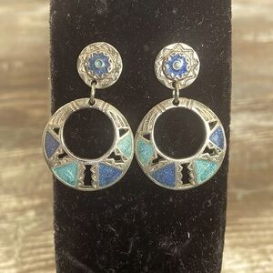 Southwestern Style Silver-Tone with Blue & Teal Accents